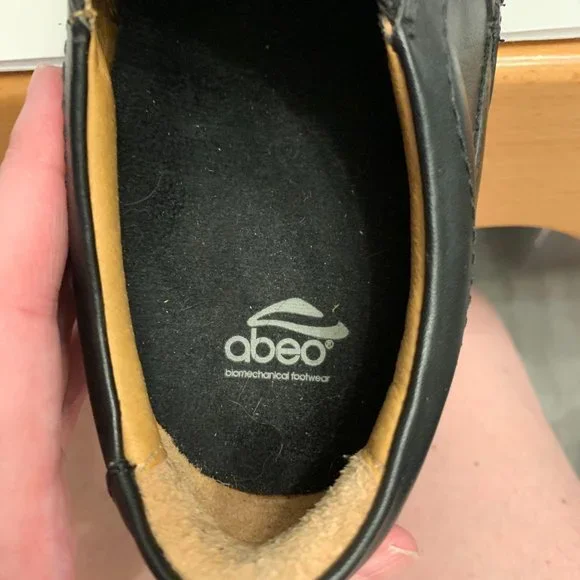 Abeo Black Leather Slip-Ons Orthotics Comfort